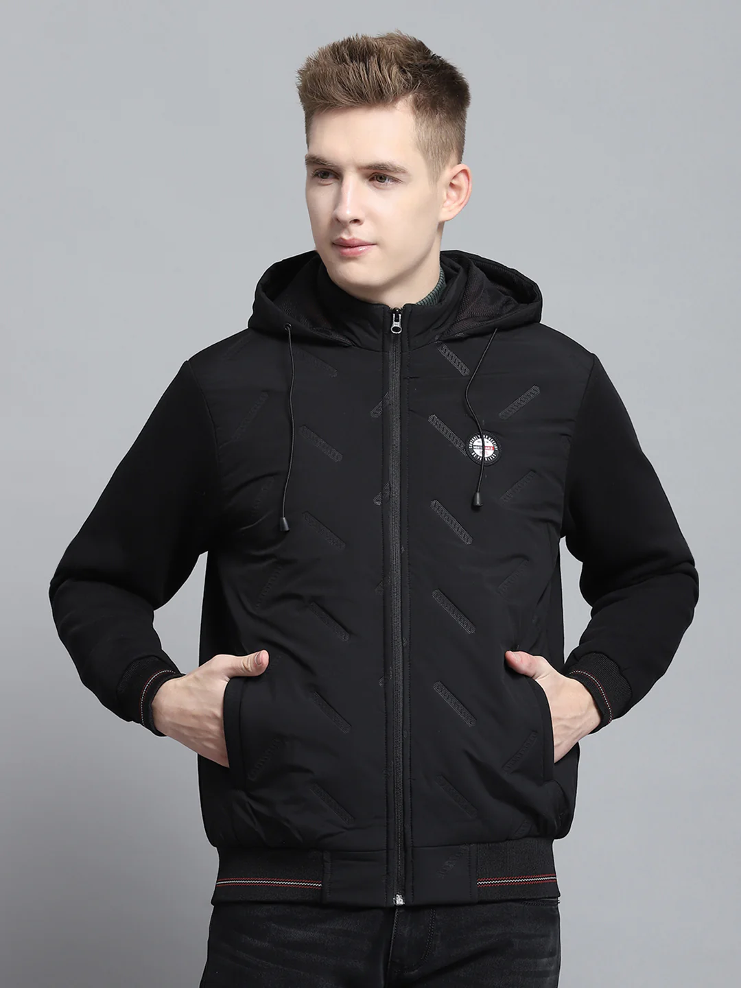 Men Black Solid Hooded Full Sleeve Sweatshirt