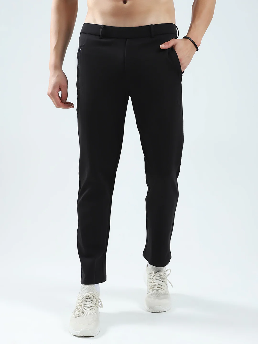 Men Black Solid Regular Fit Lower