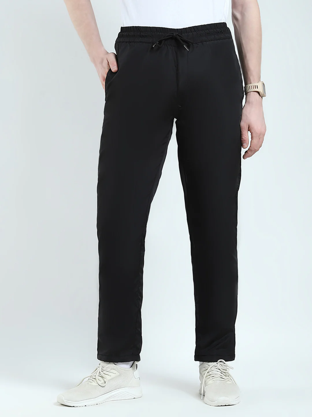 Men Black Solid Regular Fit Winter Lower