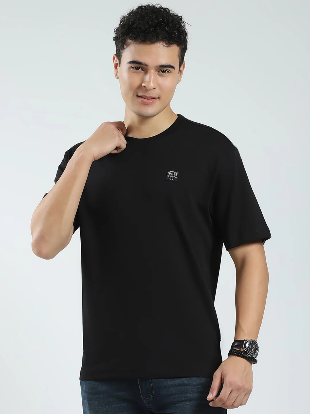 Rock.it Men Black Solid Round Neck Half Sleeve T-Shirt