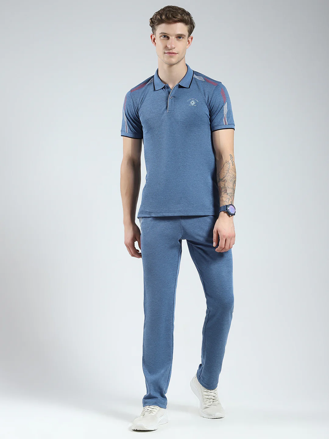 Men Blue Solid Collar Half Sleeve Lower Set