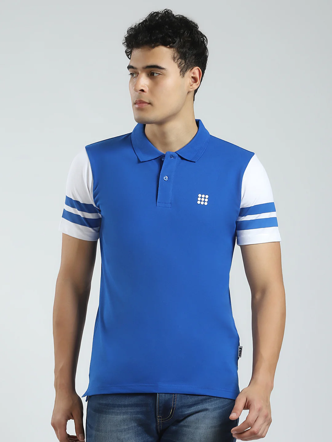 Rock.it Men Blue Solid Collar Half Sleeve T-Shirt