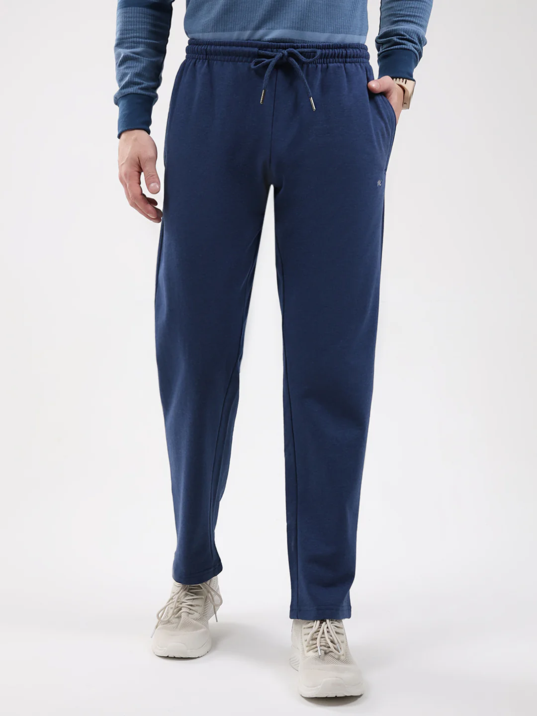 Men Blue Solid Regular Fit Winter Lower