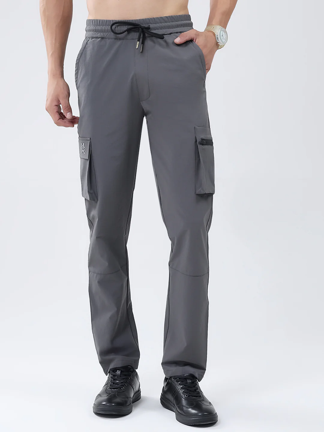 Men Dark Grey Solid Regular Fit Winter Lower
