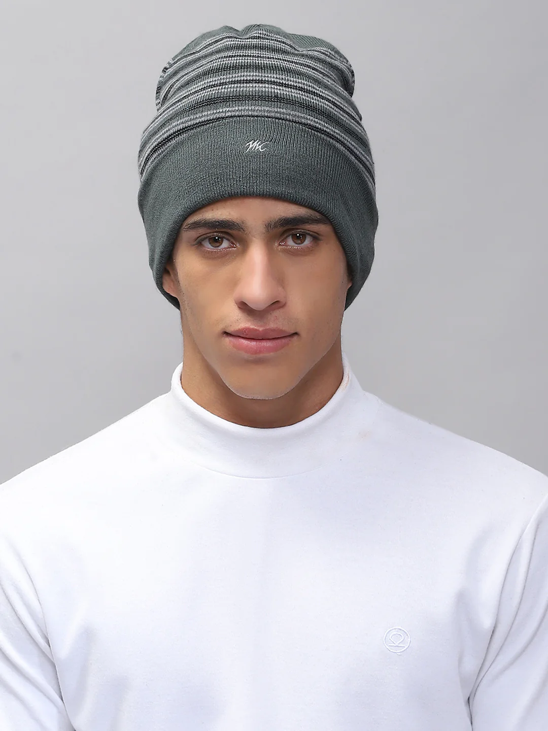 Men Green Self Design Cap