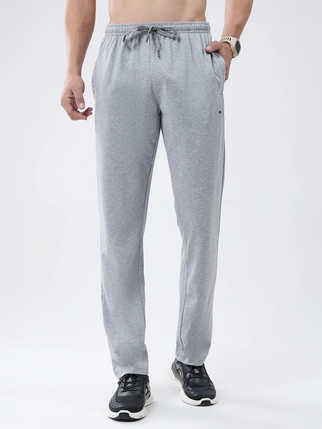 Men Grey Solid Regular Fit Lower