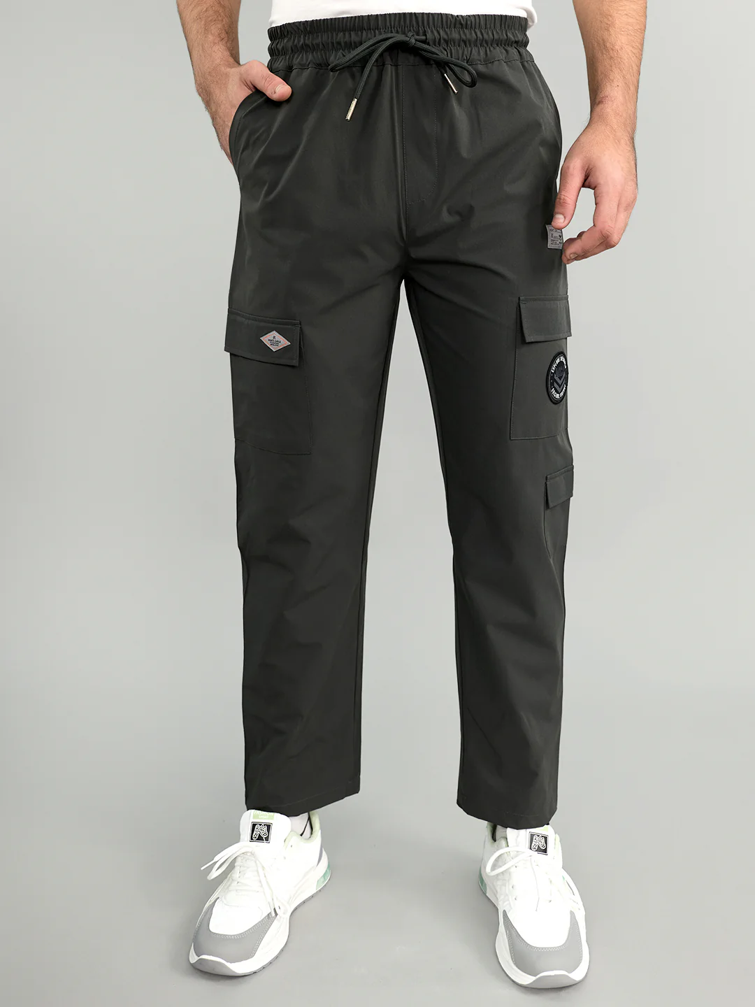 Men Grey Solid Regular Fit Lower