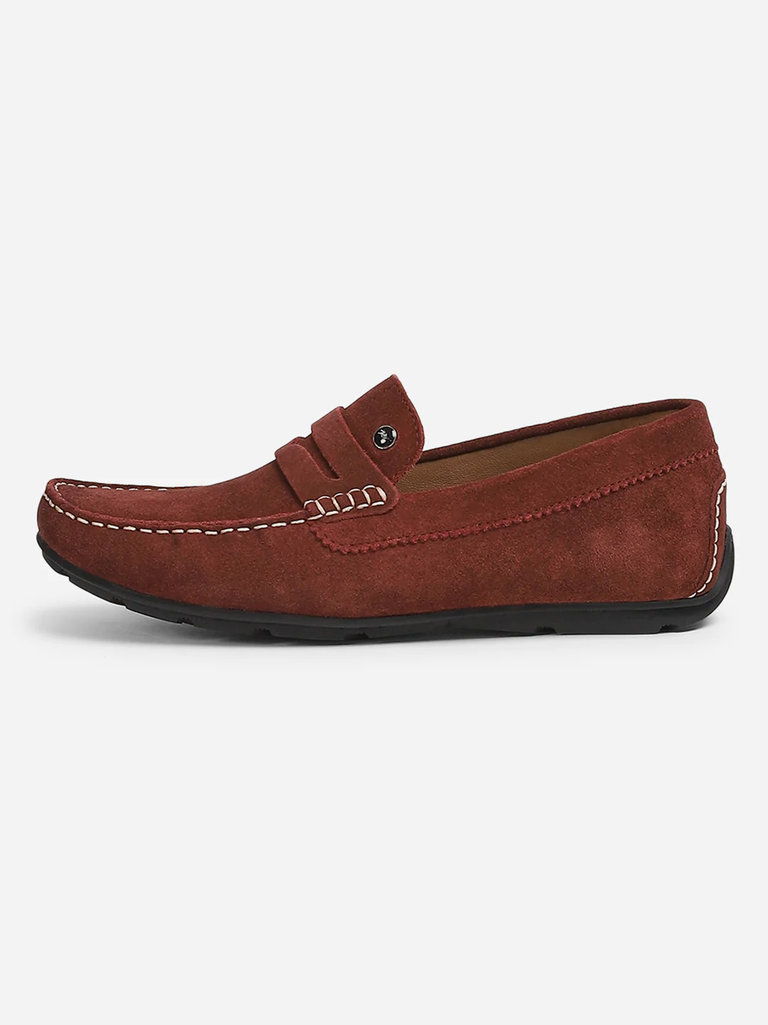 Men Maroon Slip-On Genuine Leather Loafer - Image 6