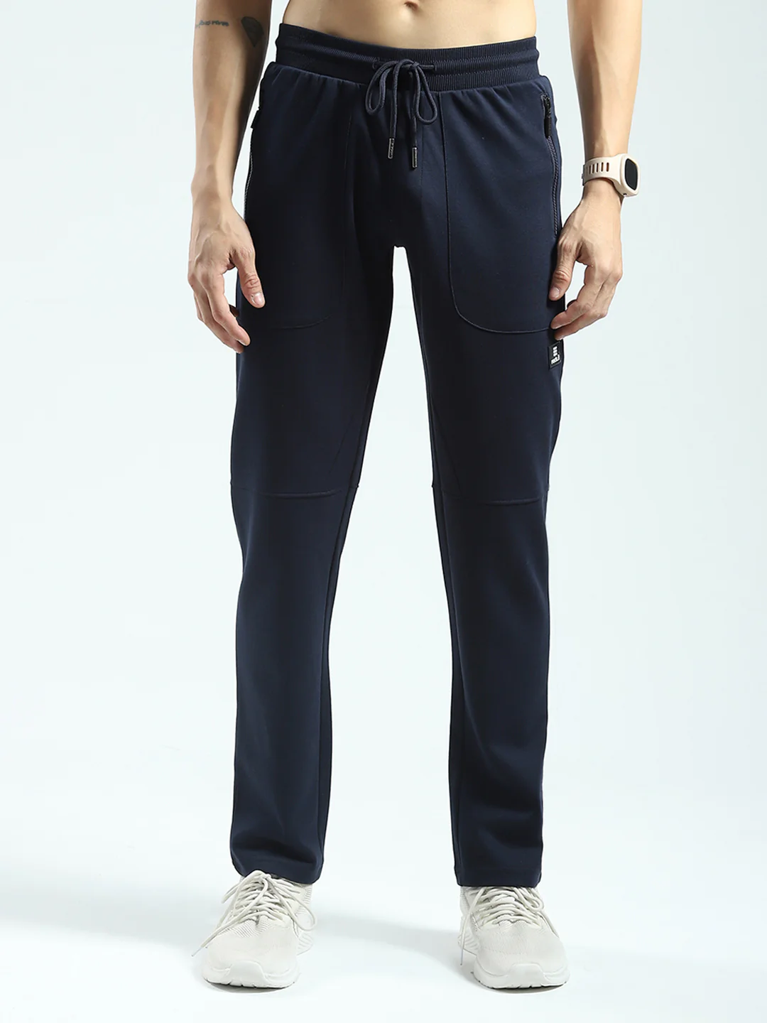 Rock.it Men Navy Blue Solid Regular Fit Lower