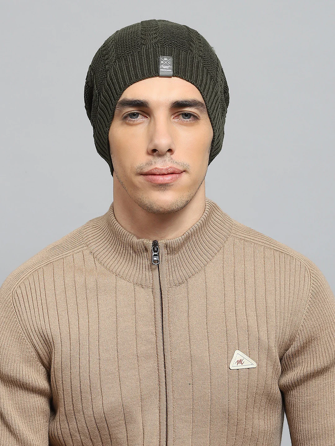 Men Olive Solid Cap