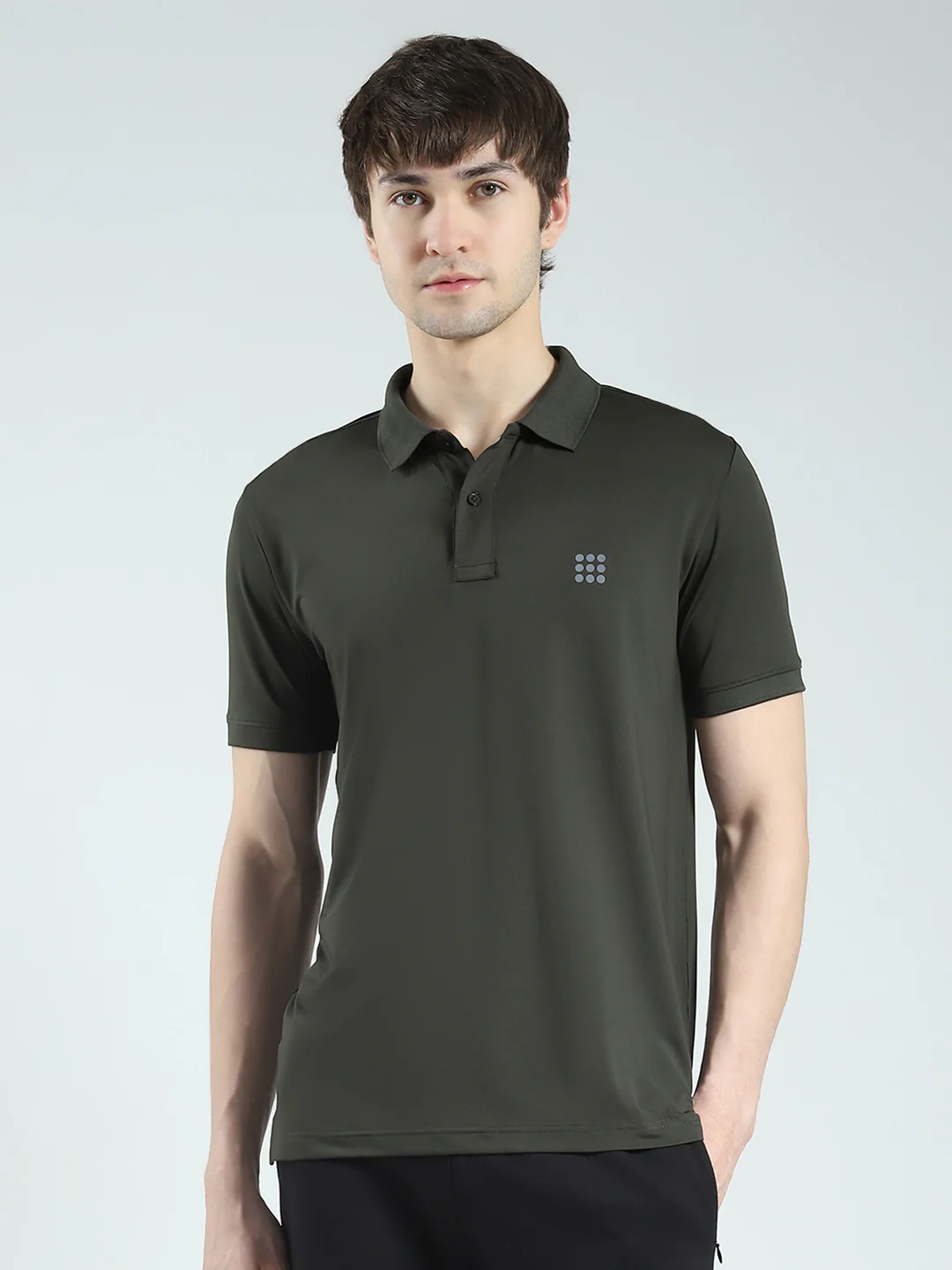 Rock.it Men Olive Solid Collar Half Sleeve T-Shirt