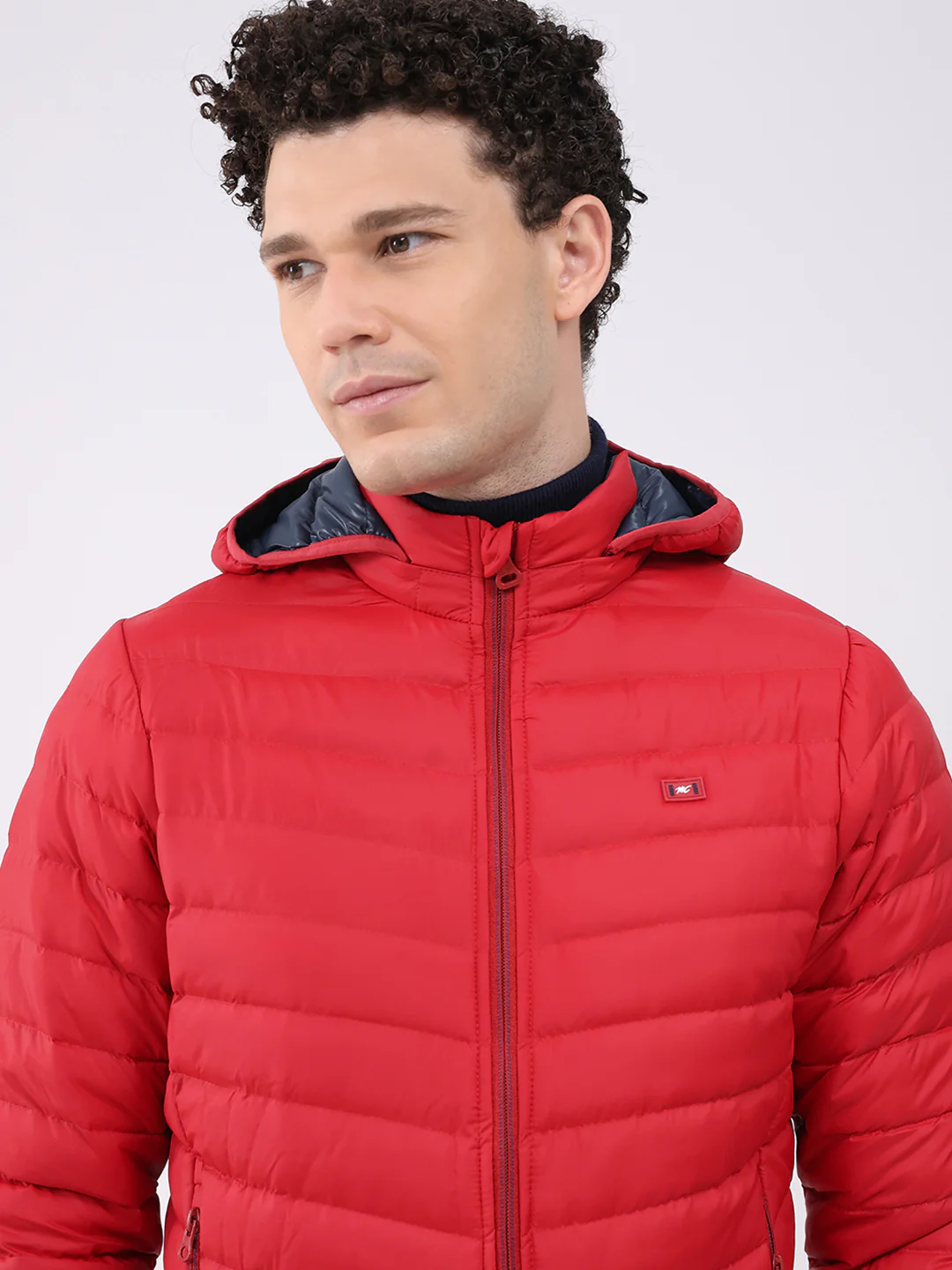 Men Red Solid Hooded Full Sleeve Jacket - Image 6