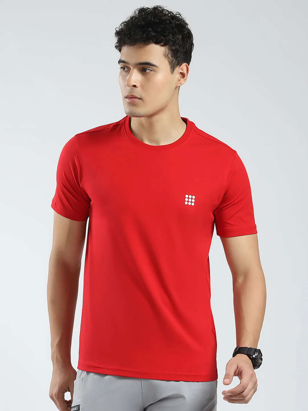 Rock.it Men Red Solid Round Neck Half Sleeve T-Shirt