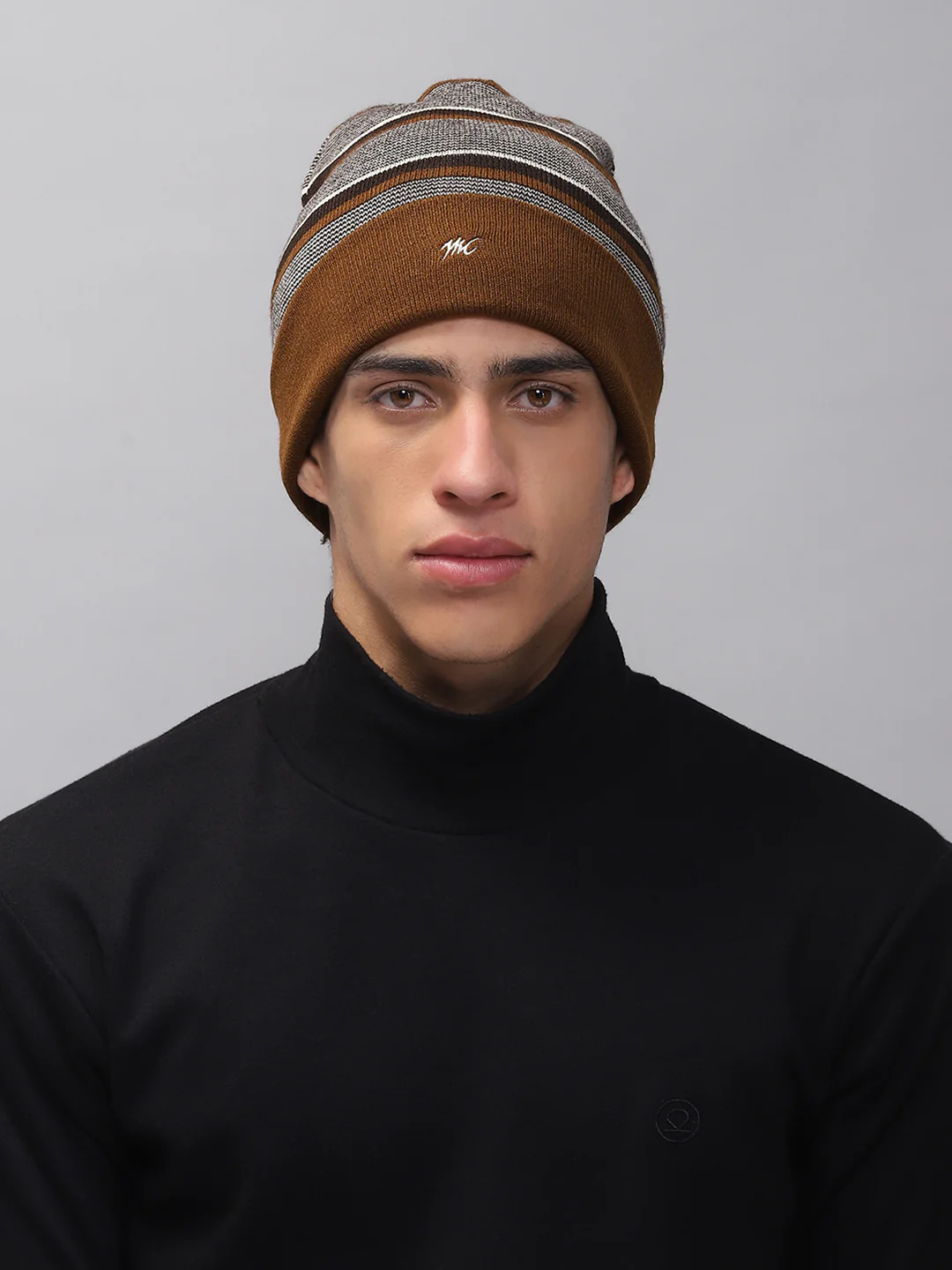 Men Rust Self Design Cap
