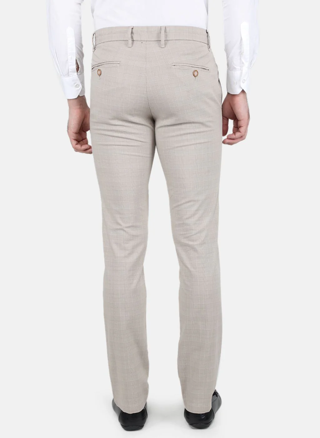 Men Beige Smart Fit Trouser - Image 3
