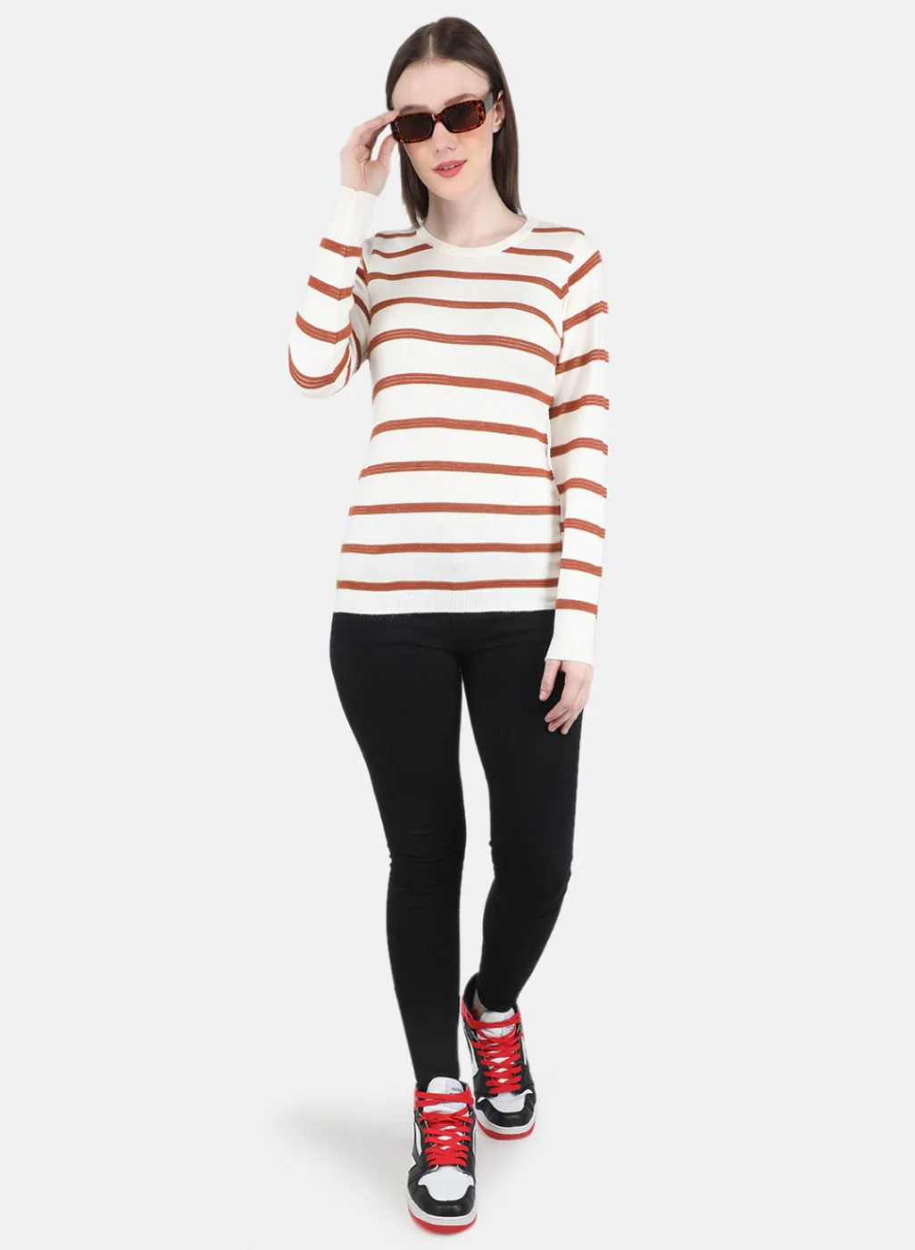 Women White Stripe Top - Image 4