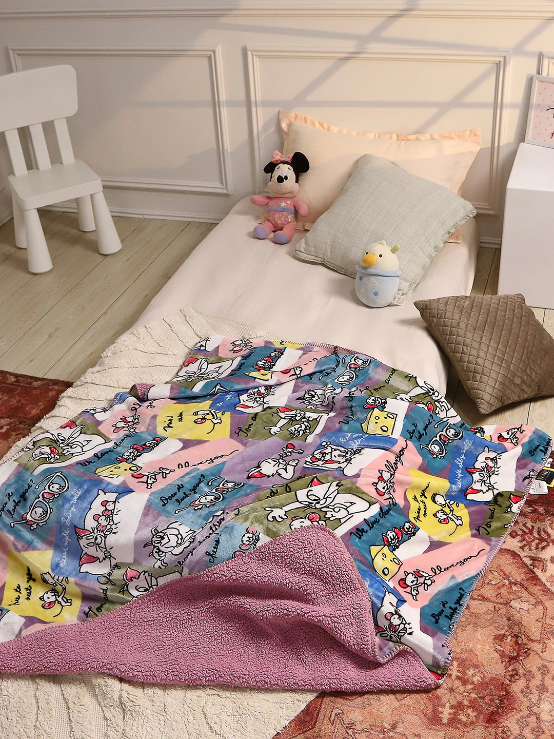 Tom and Jerry Graphic Panels Print Plush Cartoon Network Blue Baby Blanket