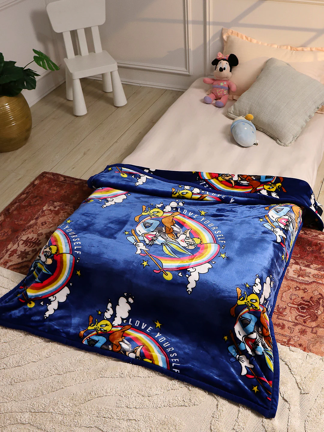 Bunny Character Printed Blue Velvety Cartoon Network Blue Baby Blanket