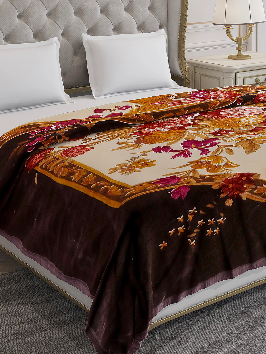 Printed Double Bed 2 Ply, 1042 GSM Blanket for Winter - (Emilia)