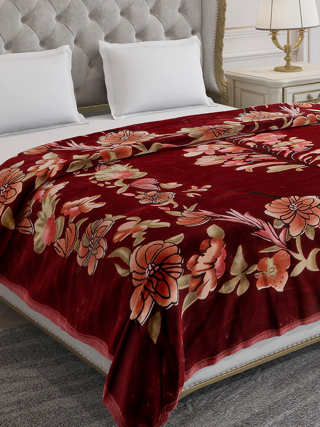 Printed Double Bed 2 Ply, 1042 GSM Blanket for Winter - (Emilia)