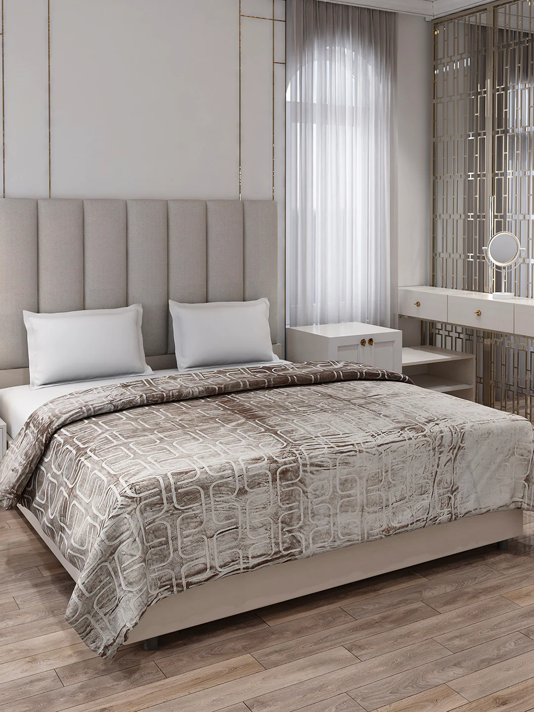 Printed Double Bed 210 GSM Blanket for AC Room - (Frosty)