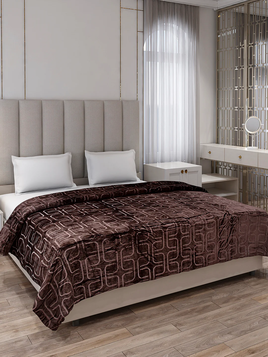 Printed Double Bed 210 GSM Blanket for AC Room - (Frosty)