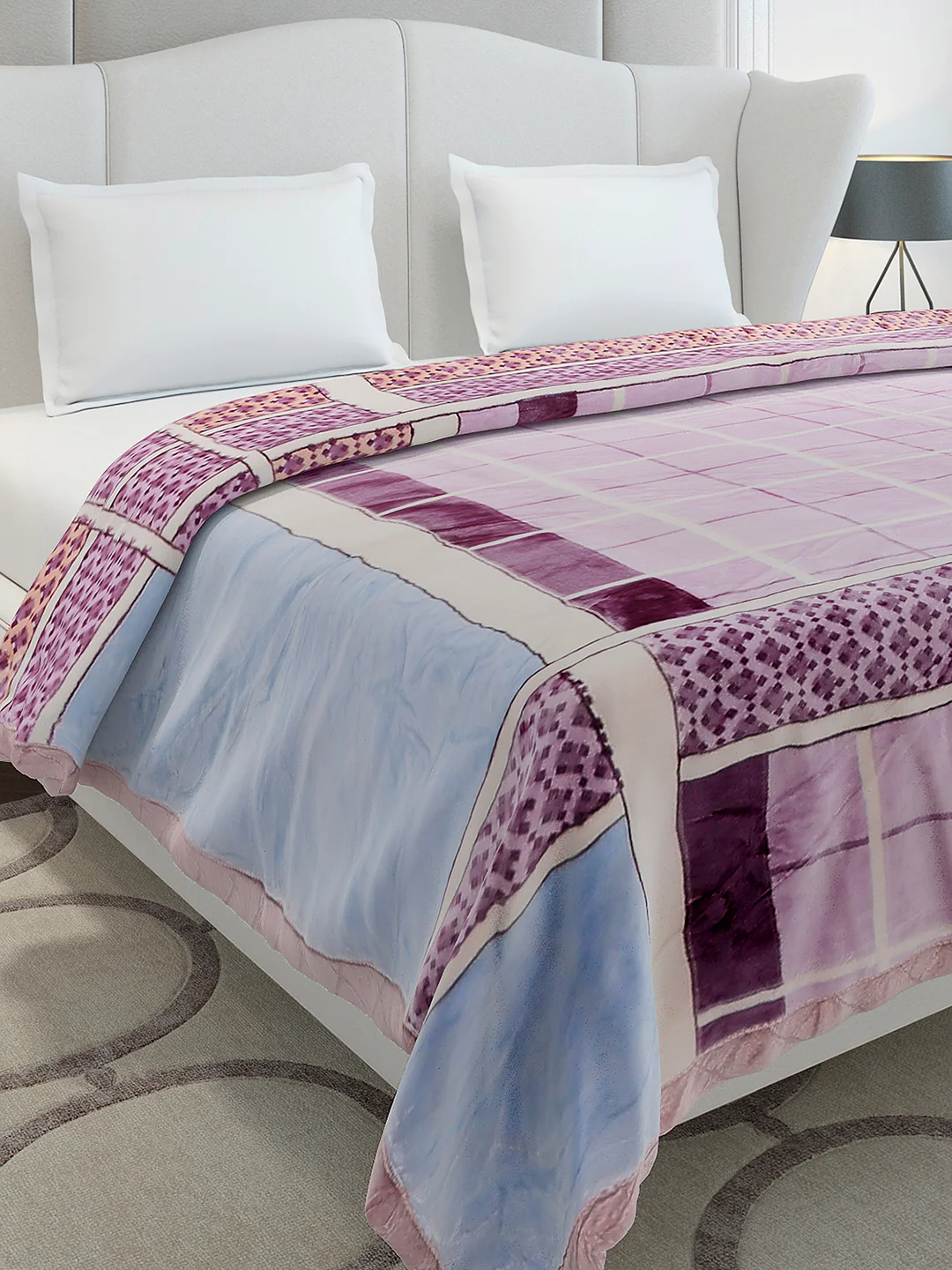 Printed Double Bed 3 Ply, 720 GSM Blanket for Heavy Winter - (Gala Glow)