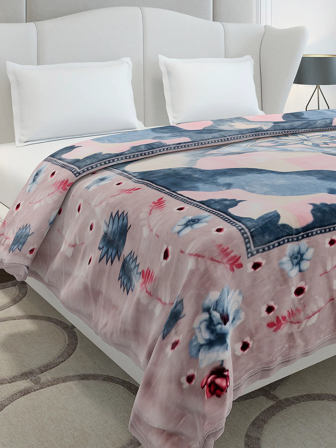 Printed Double Bed 3, 890 GSM Ply Blanket for Heavy Winter - (Gulnar)