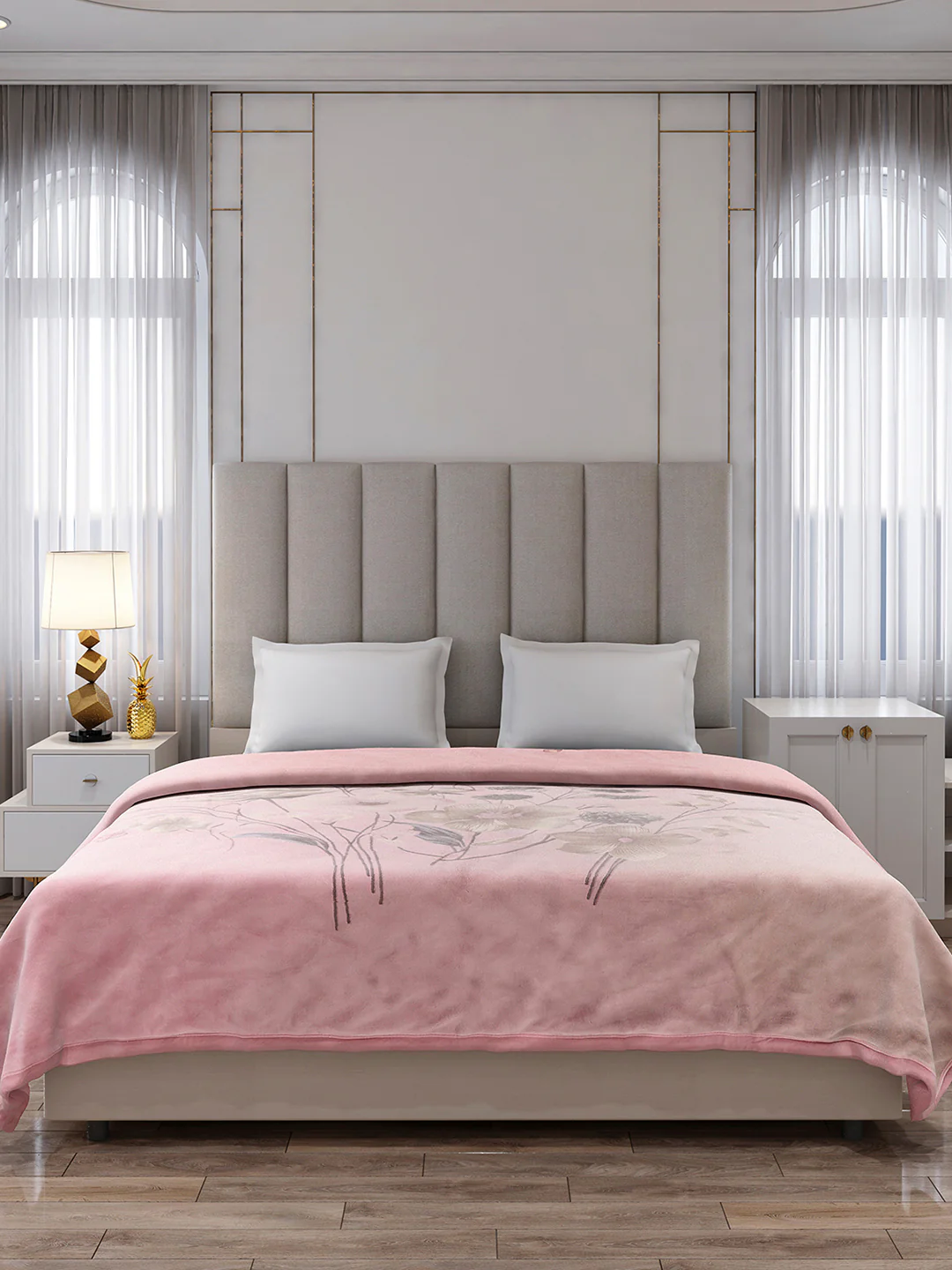 Printed Double Bed 3, 890 GSM Ply Blanket for Heavy Winter - (Rosewood) - Image 2