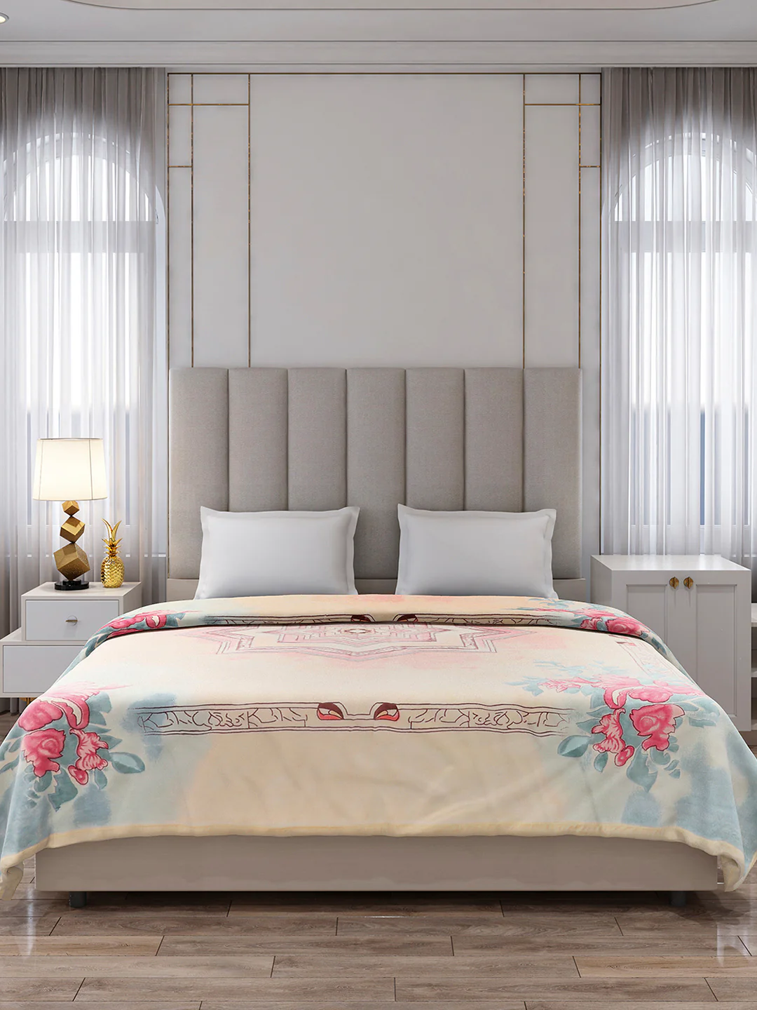 Printed Double Bed 3, 890 GSM Ply Blanket for Heavy Winter - (Rosewood) - Image 2