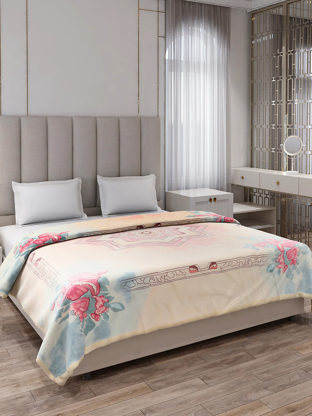 Printed Double Bed 3, 890 GSM Ply Blanket for Heavy Winter - (Rosewood) - Image 4