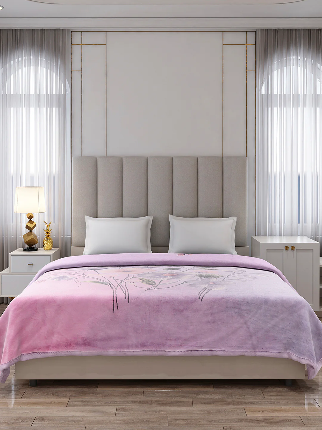 Printed Double Bed 3, 890 GSM Ply Blanket for Heavy Winter - (Rosewood) - Image 2