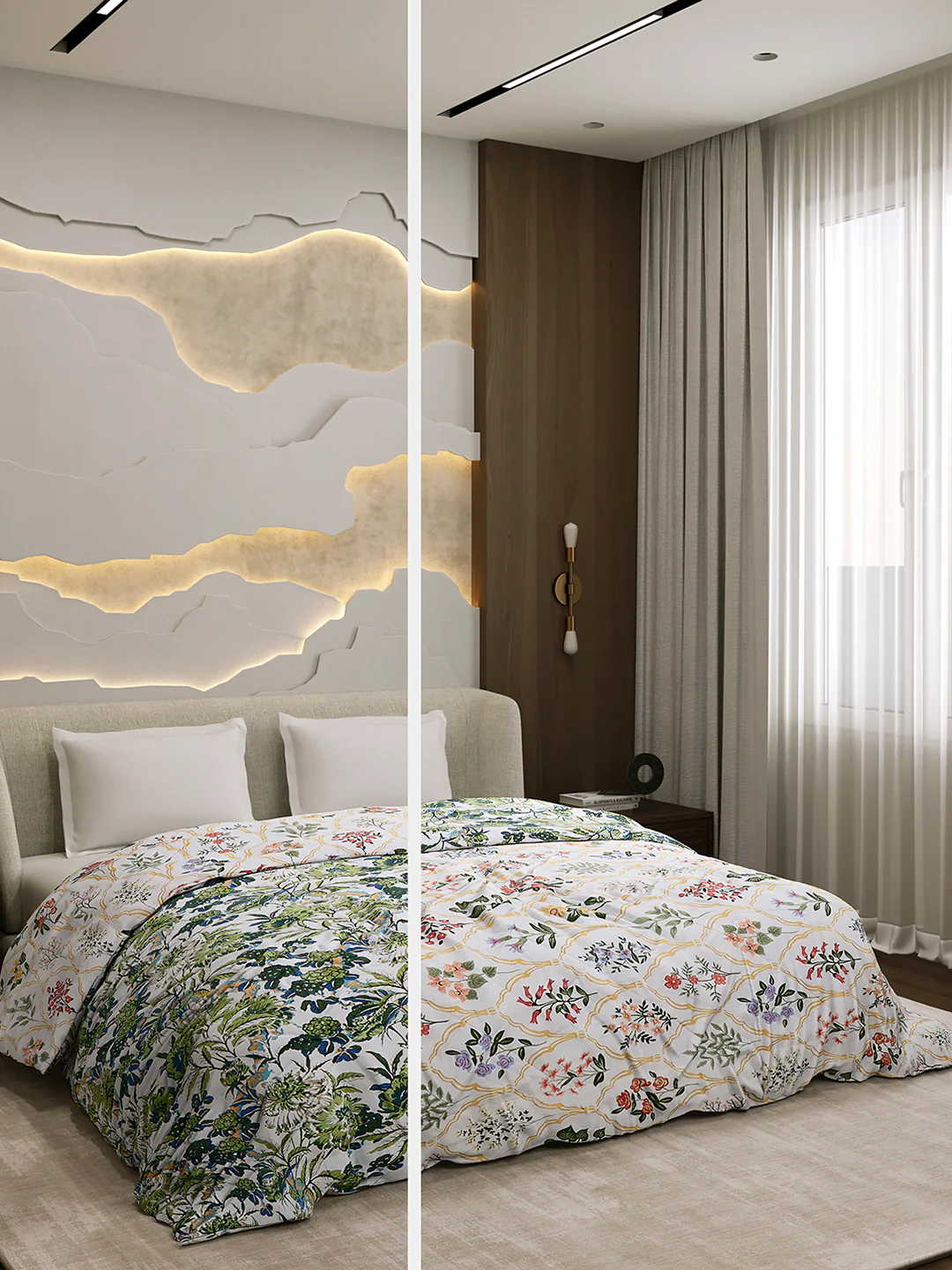 Printed Double Bed 3 Ply Comforter for AC Room - (Marvella)