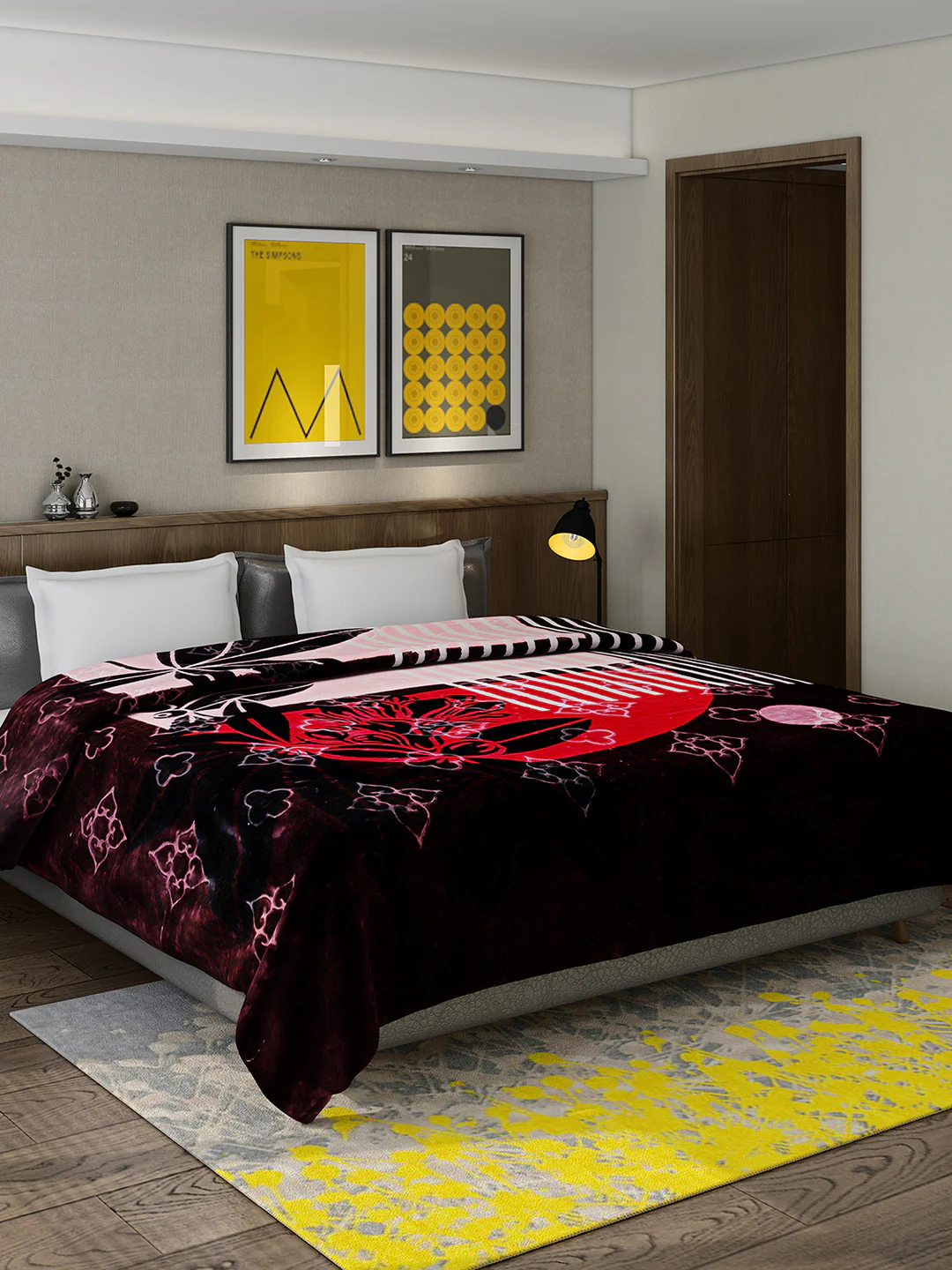 Printed Double Bed 909 GSM Blanket for Heavy Winter -2 Ply (Weight 4.8 kg)