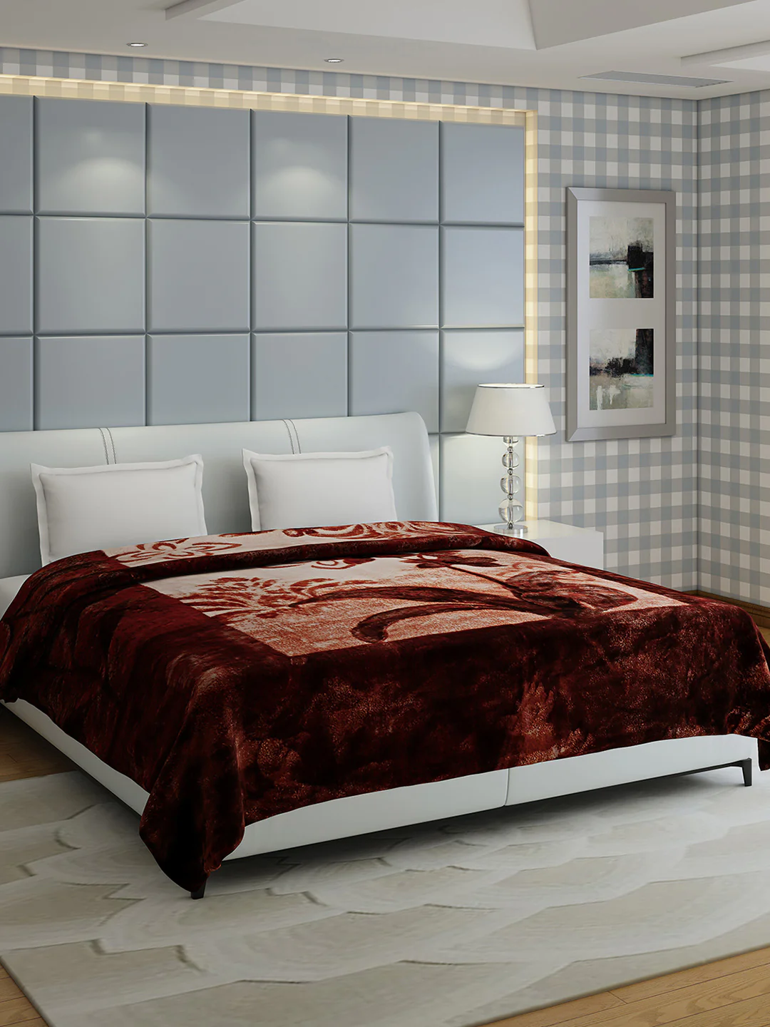 Printed Double Bed 947 GSM Blanket for Heavy Winter -2 Ply (Weight 5 kg)