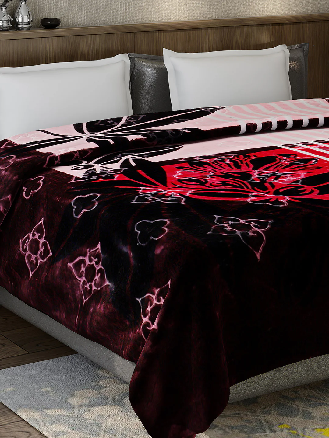 Printed Double Bed Reversible Blanket 2 Ply, 910 GSM, 4.8 kg (Vista)