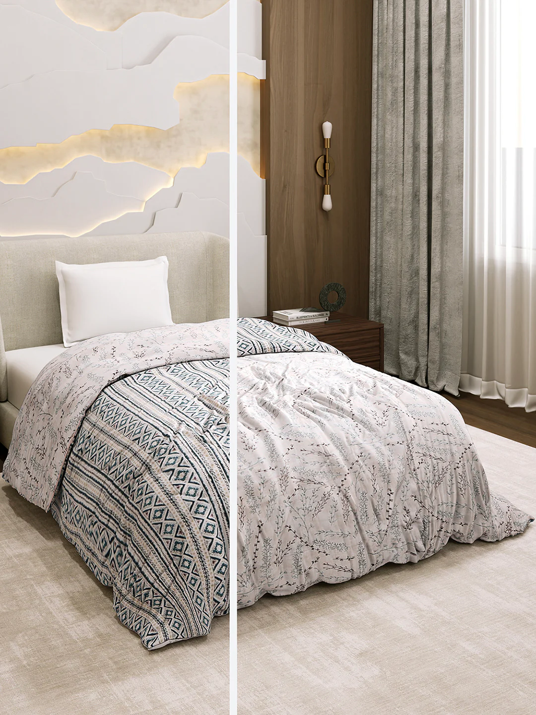 Printed Single Bed 1 Ply Dohar for Mild Winter - (Daisy)