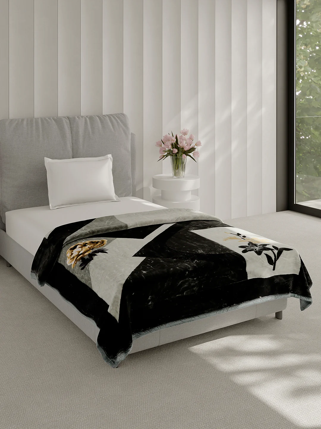 Printed Single Bed 2 Ply, 895 GSM Blanket for Heavy Winter - (Lavish Pvc) - Image 4