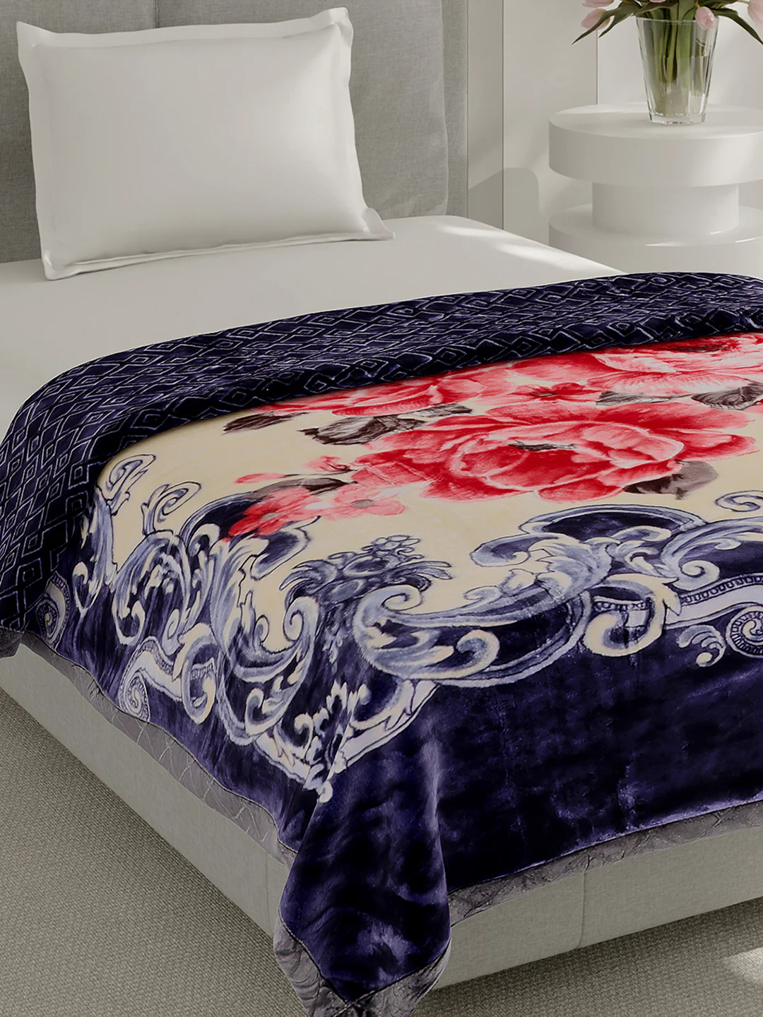 Printed Single Bed 3 Ply, 909 GSM Blanket for Heavy Winter - (Umang)