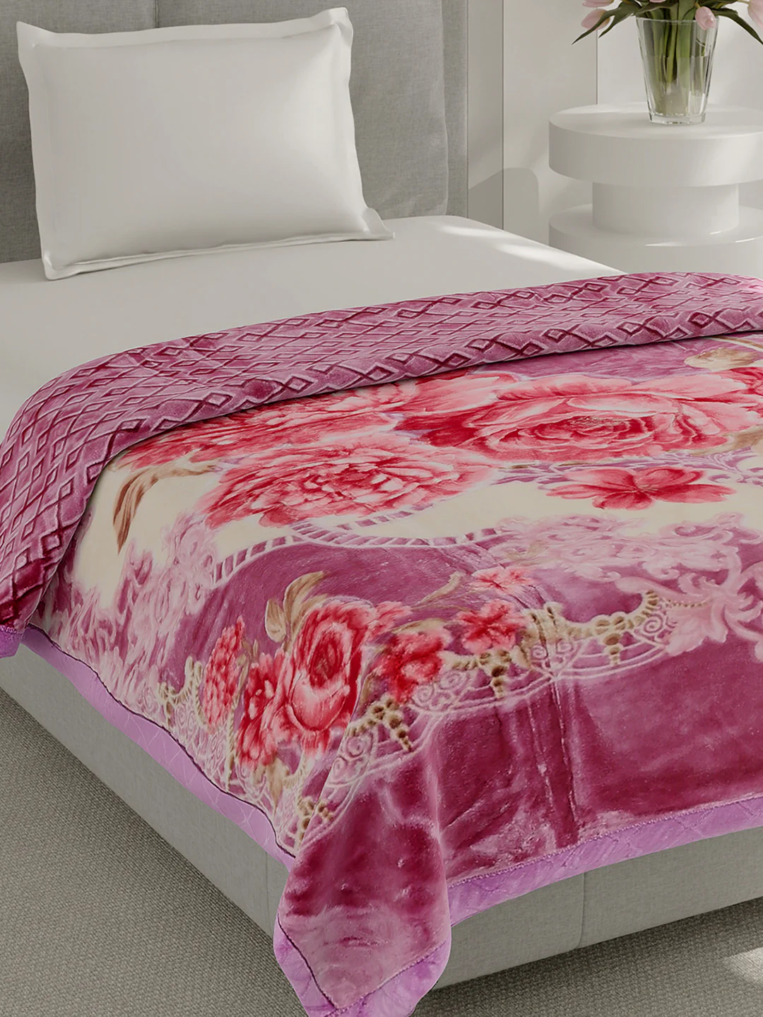 Printed Single Bed 3 Ply, 909 GSM Blanket for Heavy Winter - (Umang)