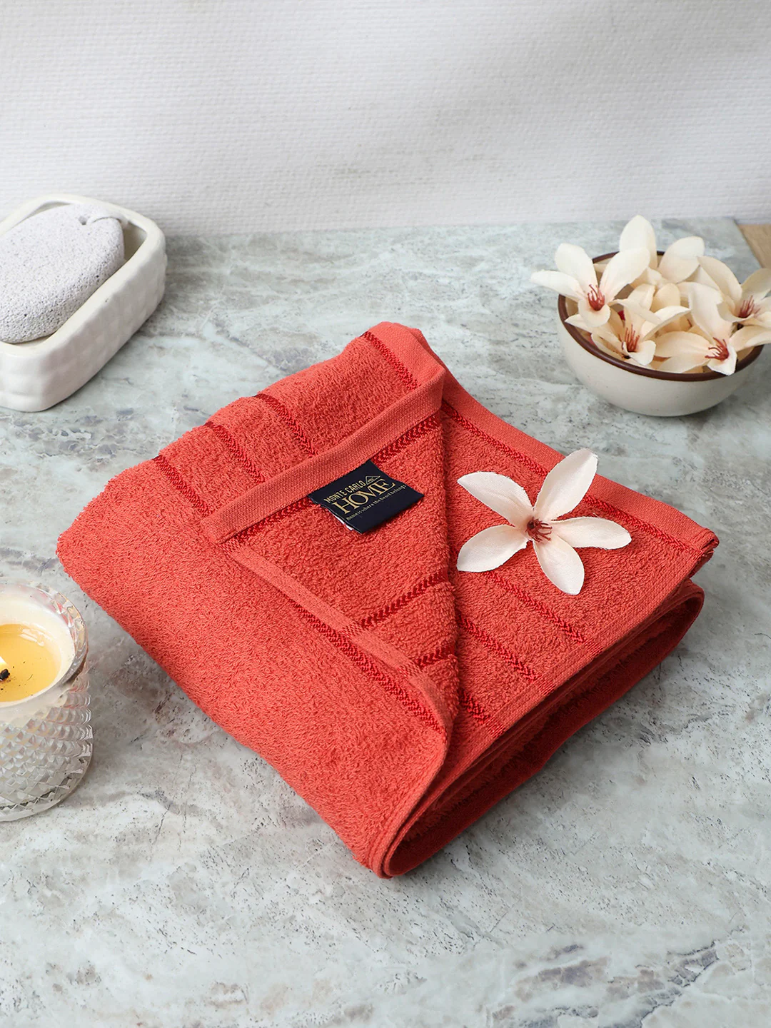 Red Cotton Solid 350 GSM Bath Towel (Soho)
