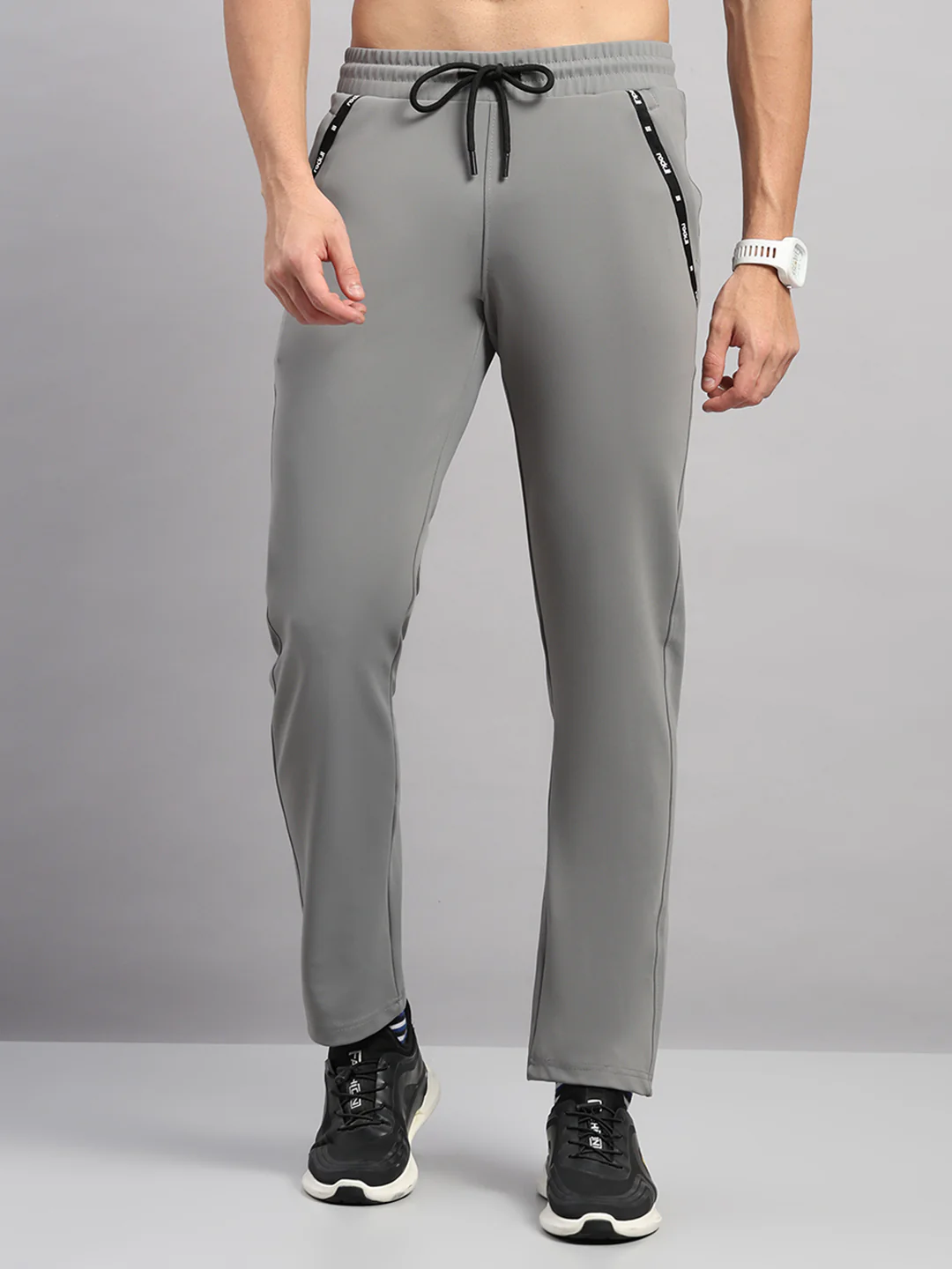 Rock.it Men Grey Self Design Slim Fit Winter Lower