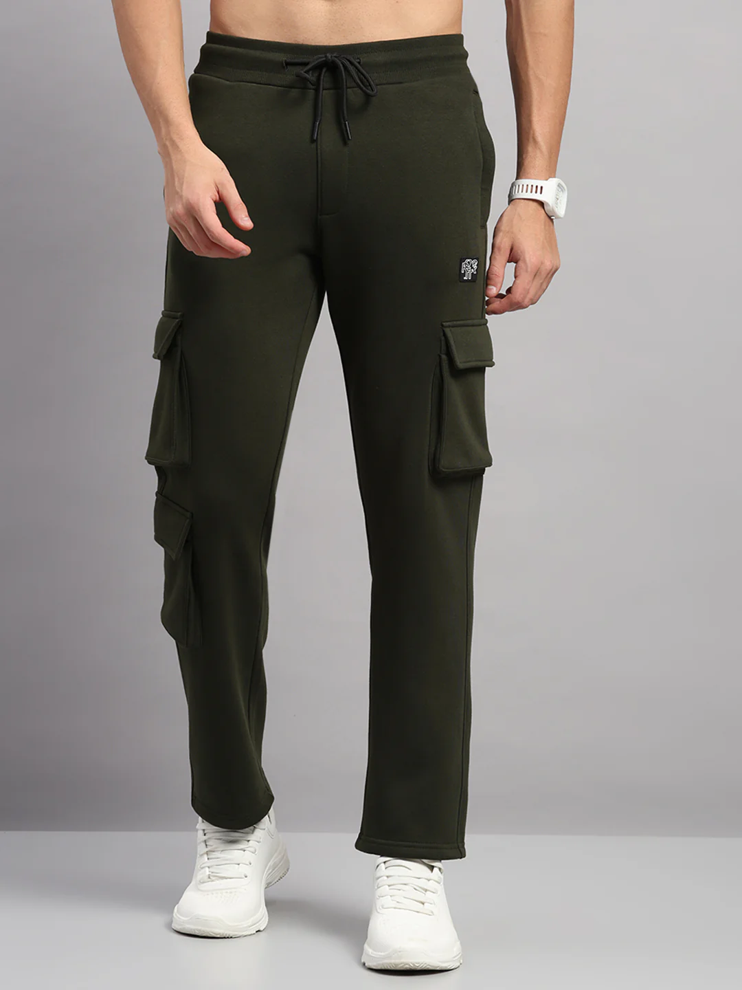 Rock.it Men Olive Solid Regular Fit Winter Lower