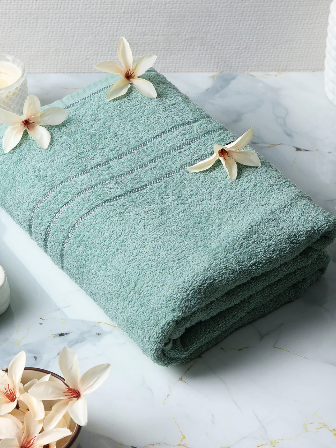 Sea Green Cotton Solid 350 GSM Car Towel (Soho)