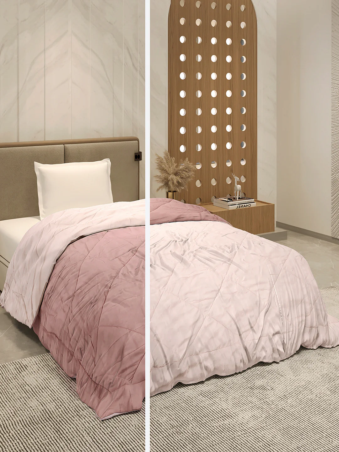 Solid Single Bed 3 Ply Comforter for AC Room - (Melange)