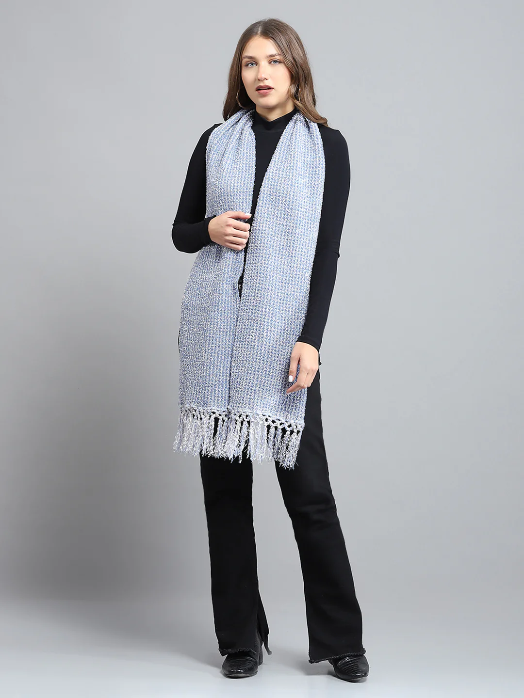 Women Blue Self Design Muffler