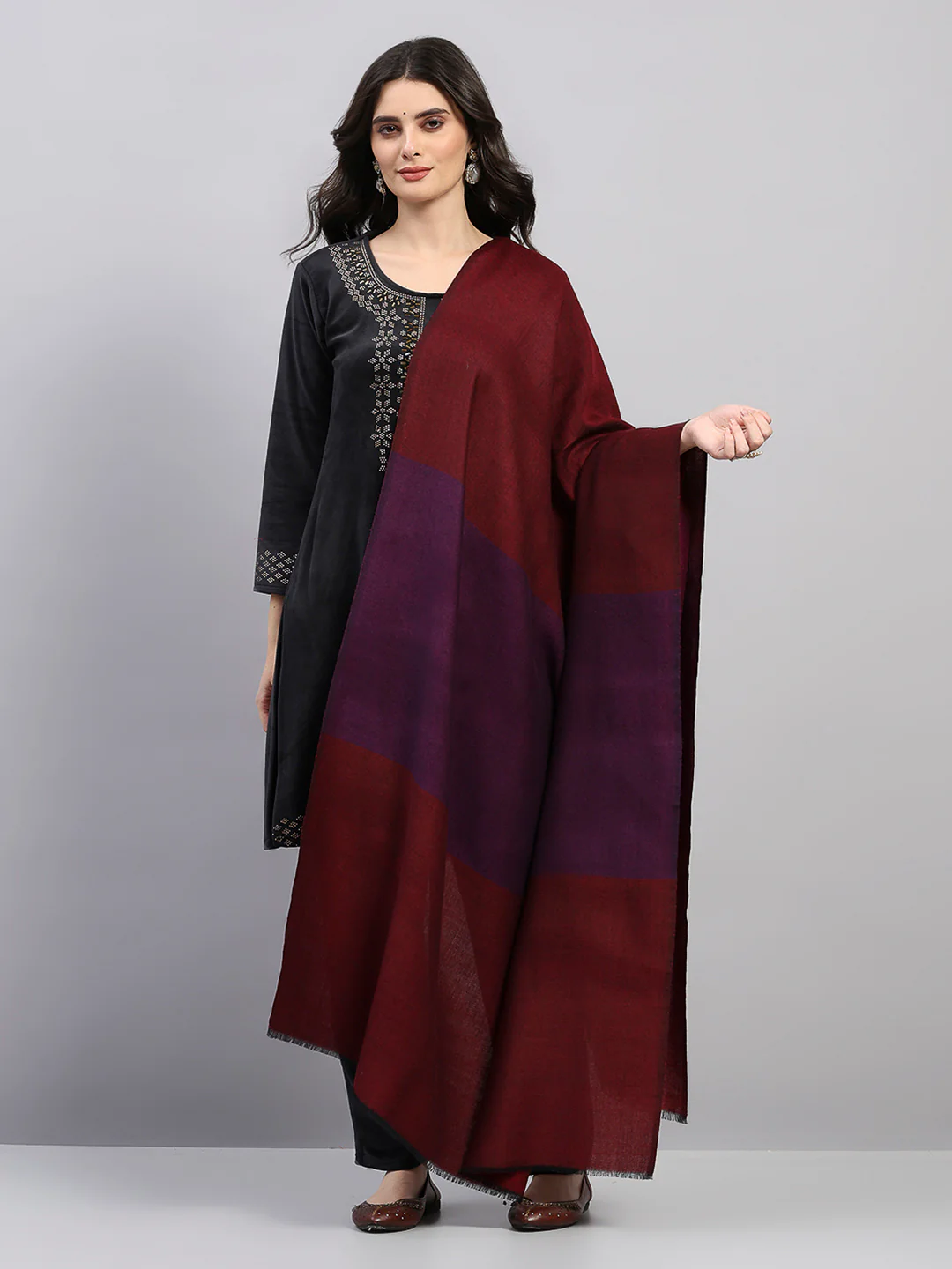 Women Multicolor Printed Wool Blend Shawl