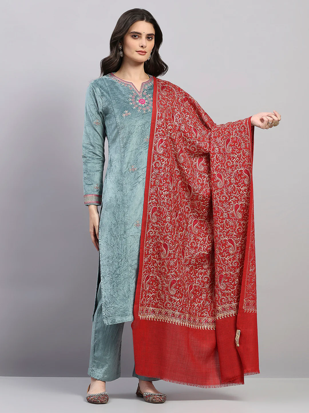 Women Multicolor Printed Wool Blend Shawl