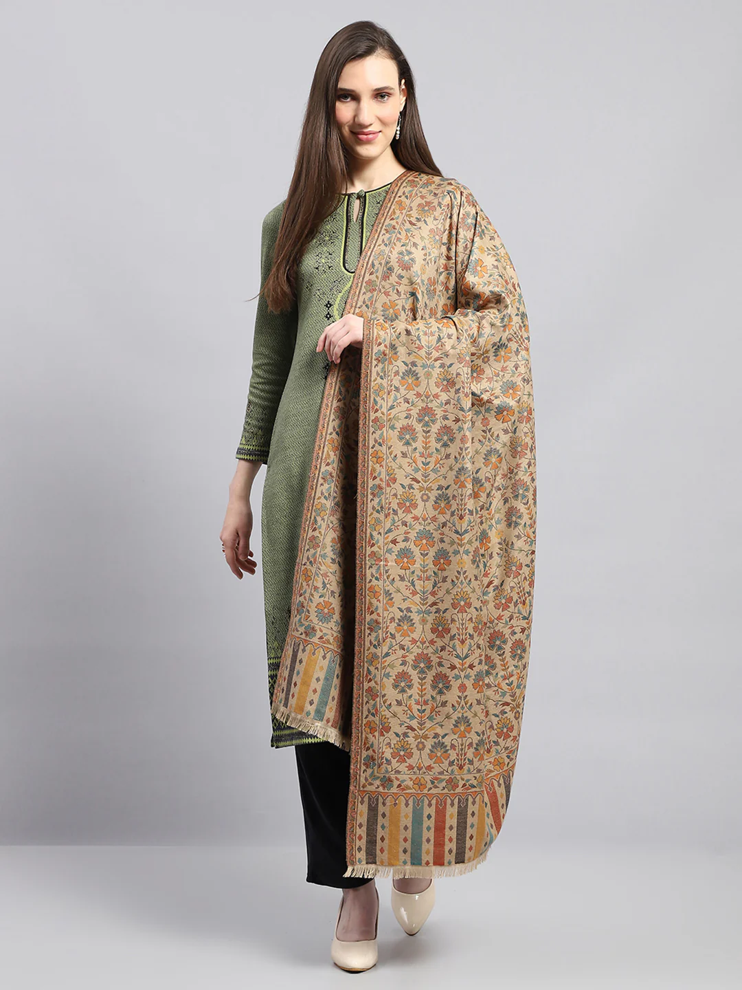 Women Multicolor Self Design Shawl