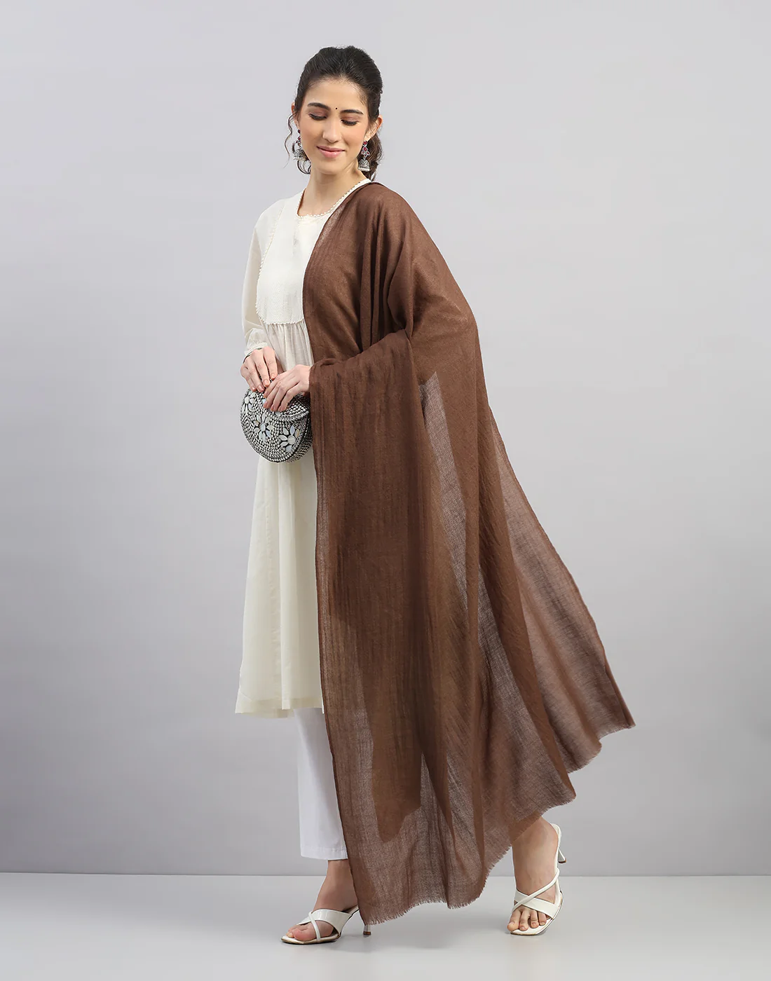 Women Multicolor Self Design Shawl - Image 5